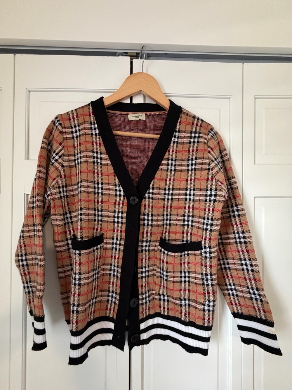 Burberry Women’s Plaid Cardigan - Size Small